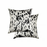 16"X16" Salt And Pepper Black And White Cowhide Pillow 2 Pack