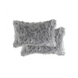 12" X 20" X 5" Gray Faux Pillow 2 Pack