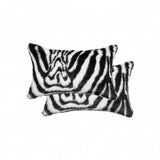 12" X 20" X 5" Denton Zebra Black And White Faux Pillow 2 Pack