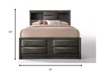 91" X 79" X 56" Eastern King Gray Oak Storage Bed