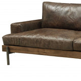 95" Chocolate And Dark Brown Top Grain Leather Sofa