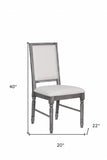 Set Of Two Gray Wood Upholstered Fabric Dining Chairs