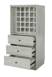 24" Off White Bar Cabinet With Three Drawers