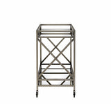 34" X 20" X 35" Antique Brass Metal Serving Cart