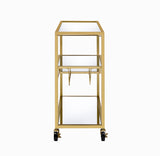 40" X 16" X 37" Gold And Clear Glass Serving Cart