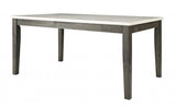 64" White and Gray Marble and Solid Wood Dining Table