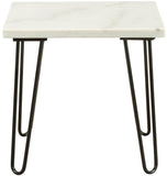 40" White And Black Faux Marble And Iron Coffee Table