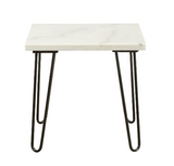 White Marble And Gold Geometric End Table