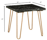 White Marble And Gold Geometric End Table
