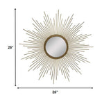 26 Round Gold Metal Sunburst Framed Wall Mirror