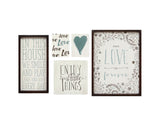 Set Of Five Black White and Teal Love Print Wall Art