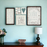 Set Of Five Black White and Teal Love Print Wall Art