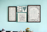 Set Of Five Black White and Teal Love Print Wall Art