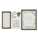 Set Of Five Black White and Teal Love Print Wall Art