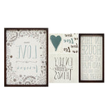 Set Of Five Black White and Teal Love Print Wall Art