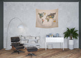 Adventure Awaits World Map Wall Hanging Tapestry