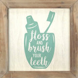 Floss Flush Wipe Wash Metal And Wood Framed Wall Art