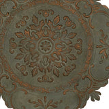 Distressed Green European Medallion Metal Wall Decor