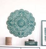 13" Teal Blue Medallion Distressed Metal Wall Decor