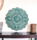 13" Teal Blue Medallion Distressed Metal Wall Decor