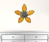 Antiqued Look Yellow And Gunmetal Flower Wall Decor