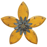 Antiqued Look Yellow And Gunmetal Flower Wall Decor