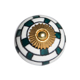 1.5" X 1.5" X 1.5" White Teal And Gold Knobs 12 Pack