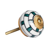 1.5" X 1.5" X 1.5" White Teal And Gold Knobs 12 Pack