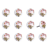 Floral White And Pink Set Of 12 Knobs