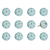 1.5" X 1.5" X 1.5" Turquoise White And Gold Knobs 12 Pack