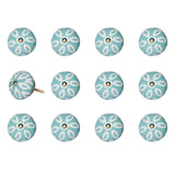 1.5" X 1.5" X 1.5" Turquoise White And Gold Knobs 12 Pack