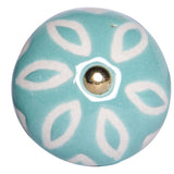 1.5" X 1.5" X 1.5" Turquoise White And Gold Knobs 12 Pack