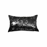 12" X 20" X 5" Modern Silver And Black Torino Kobe Cowhide Pillow