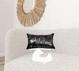 12" X 20" X 5" Modern Silver And Black Torino Kobe Cowhide Pillow