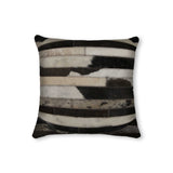 18" X 18" X 5" Modern Tricolor Torino Kobe Cowhide Pillow