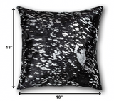 18" X 18" X 5" Black And Silver Torino Kobe Cowhide Pillow