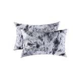 12" X 20" X 5" Salt And Pepper Black And White Cowhide Pillow 2 Pack