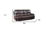 89" Brown And Black Faux Leather Sofa