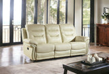 90" Beige And Black Faux Leather Sofa