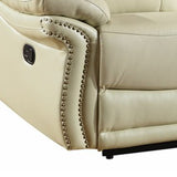 90" Beige And Black Faux Leather Sofa