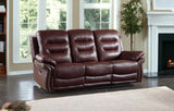 90" Burgundy And Black Faux Leather Sofa