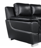 Three Piece Indoor Black Genuine Leather Six Person Seating Set