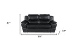 85" Black And Silver Leather Sofa