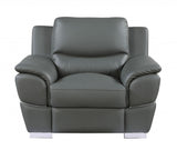 Three Piece Indoor Gray Genuine Leather Six Person Seating Set