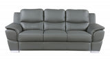 Three Piece Indoor Gray Genuine Leather Six Person Seating Set