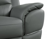 Three Piece Indoor Gray Genuine Leather Six Person Seating Set