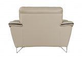 Three Piece Indoor Beige Genuine Leather Six Person Seating Set