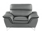 Three Piece Indoor Gray Genuine Leather Six Person Seating Set