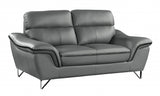 86" Gray And Silver Leather Sofa