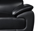 Three Piece Indoor Black Genuine Leather Six Person Seating Set